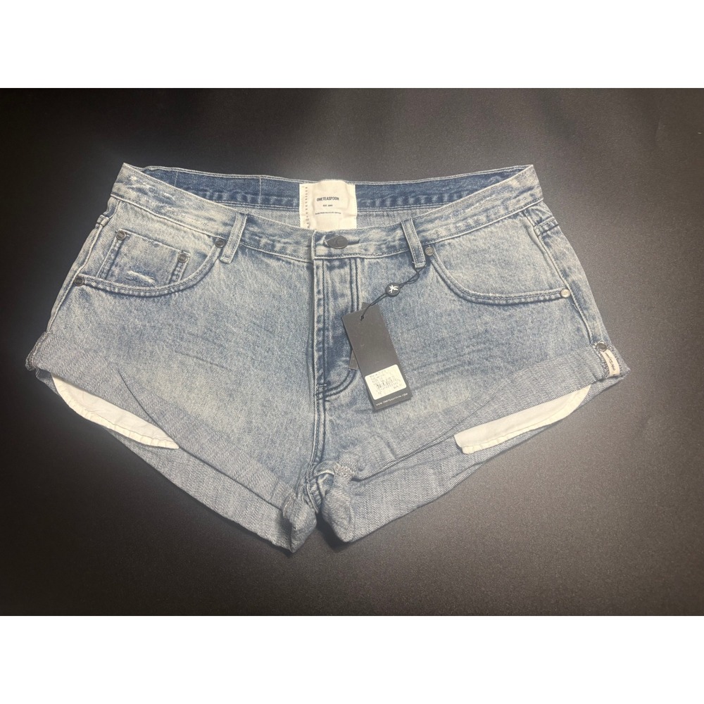 One Teaspoon NWT Salty Dog Bandits Shorts Blue Denim Low Waist Denim Sz 32‎